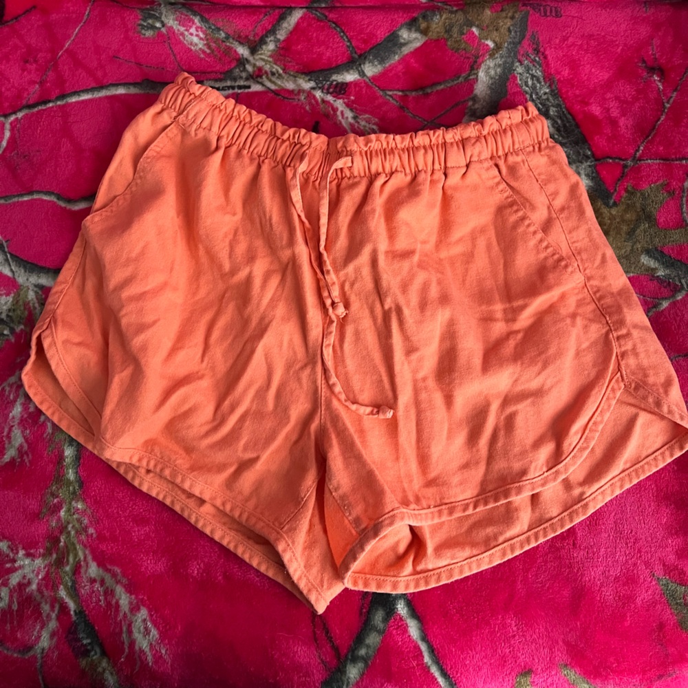 Women's Orange Casual Shorts